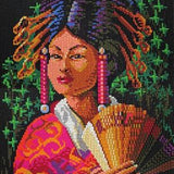 Stecksystem Chinesin mit Fächer mit XXL-Steckvorlage