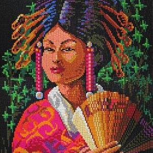 Stecksystem Chinesin mit Fächer mit XXL-Steckvorlage