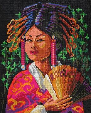 Stecksystem Chinesin mit Fächer mit XXL-Steckvorlage