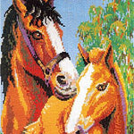 Stecksystem Pferd mit Fohlen mit XXL-Steckvorlage