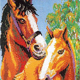 Stecksystem Pferd mit Fohlen mit XXL-Steckvorlage