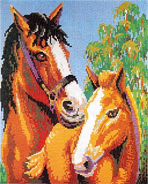 Stecksystem Pferd mit Fohlen mit XXL-Steckvorlage