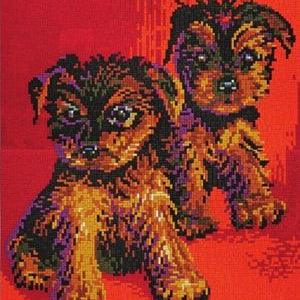 Stecksystem zwei Welpen mit XXL-Steckvorlage