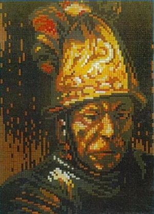 Stecksystem Mann mit Goldhelm mit XXL-Steckvorlage