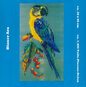 Stecksystem blauer Ara mit XXL-Steckvorlage