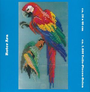 Stecksystem roter Ara mit XXL-Steckvorlage