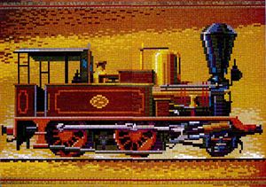 Stecksystem Rangierlokomotive braun mit XXL-Steckvorlage