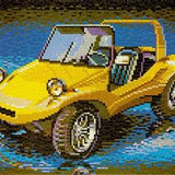 Stecksystem Buggy gelb (Oldtimer) mit XXL-Steckvorlage