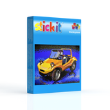 Stecksystem Buggy gelb (Oldtimer) mit XXL-Steckvorlage