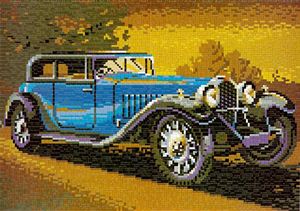 Stecksystem Horch blau (Oldtimer) mit XXL-Steckvorlage