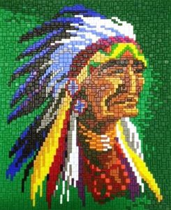 Stecksystem Häuptling Sitting Bull (Indianer) mit XXL-Steckvorlage