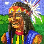 Stecksystem Apachen Krieger (Indianer) mit XXL-Steckvorlage