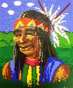 Stecksystem Apachen Krieger (Indianer) mit XXL-Steckvorlage