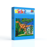 Stickit-Pixel Velociraptor mit Landschaft