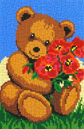 Stickit-Pixel Bär mit Blumen