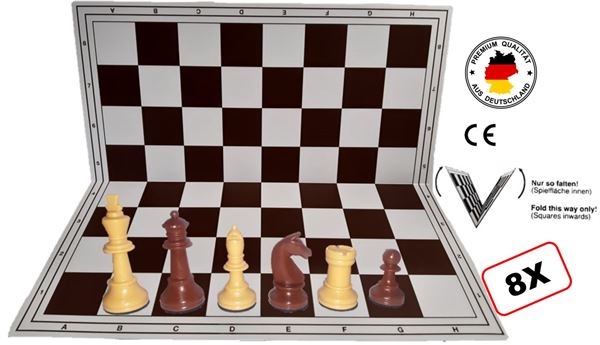 Schach Club Paket XXL "Profi" KH 93 mm, beige-braun