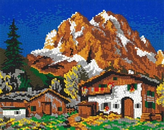 Stecksystem Berghütte mit XXL-Steckvorlage