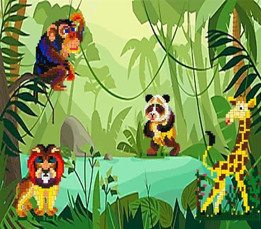 Stickit-Pixel Dschungeltiere 4 in 4