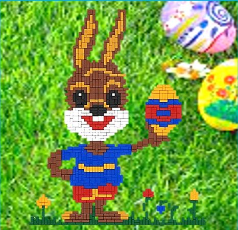 Stickit-Pixel Osterhase in Blumenwiese