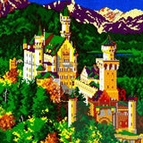 Stecksystem Schloss Neuschwanstein im Sommer XXL Motiv mit XXL-Steckvorlage