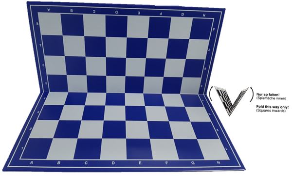 Schachplan faltbar weiss/blau, Feld 55 mm