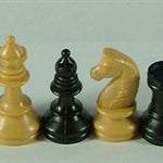 Schachfiguren beige/schwarz KH 74 mm, ohne Filzsockel