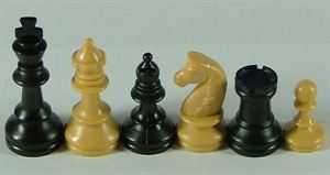 Schachfiguren beige/schwarz KH 74 mm, ohne Filzsockel