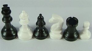 Schachfiguren weiss/schwarz KH 74 mm, ohne Filzsockel
