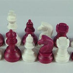 Schachfiguren weiss/weinrot KH 74 mm, ohne Filzsockel