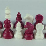 Schachfiguren weiss/weinrot KH 74 mm, ohne Filzsockel
