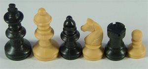 Schachfiguren beige/schwarz KH 55 mm, ohne Filzsockel
