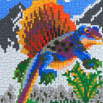 Stickit Dimetrodons mit Landschaft