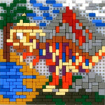 Stick it Dino mit Vulkan