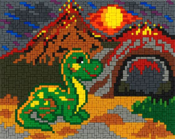 Stickit-Pixel "Dino vor der Höhle"