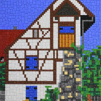 Stickit Stecksystem Fachwerkhaus an der Statdtmauer Stadt Spalt