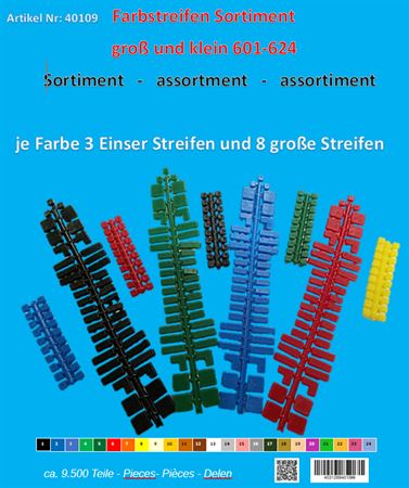 Sortiment Farbstreifen gross und klein von 601-624