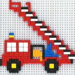 Stickit-Pixel Feuerwehr mit Leiter