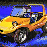 Stecksystem Buggy gelb (Oldtimer) mit XXL-Steckvorlage