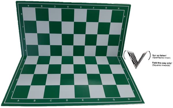 Schachplan faltbar weiss/grün, Feld 55 mm