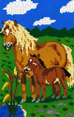 Stickit Haflinger mit Fohlen