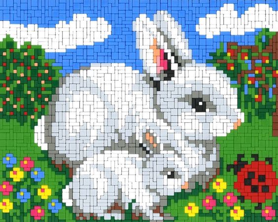 Stickit-Pixel Hasenmama mit Häschen