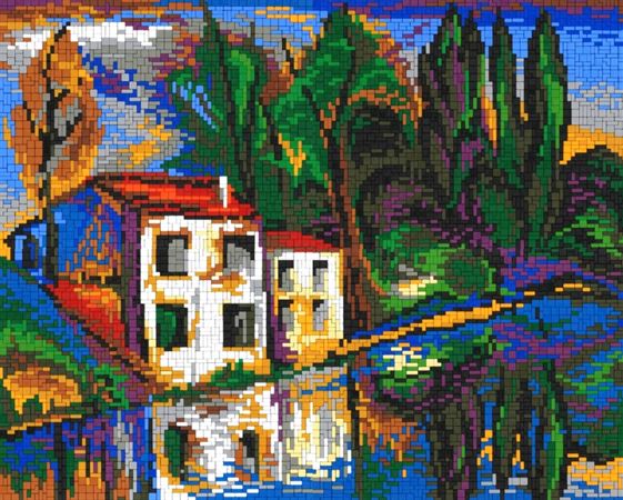 Stecksystem Haus am Fluß mit XXL-Steckvorlage