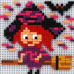 Stickit-Pixel Hexe auf dem Besen