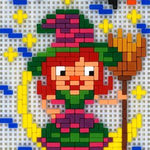 Stickit-Pixel Hexe auf dem Mond
