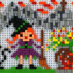Stickit-Pixel Hexe mit Kessel