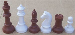 Schachfiguren weiss/braun KH 93 mm mit Filz