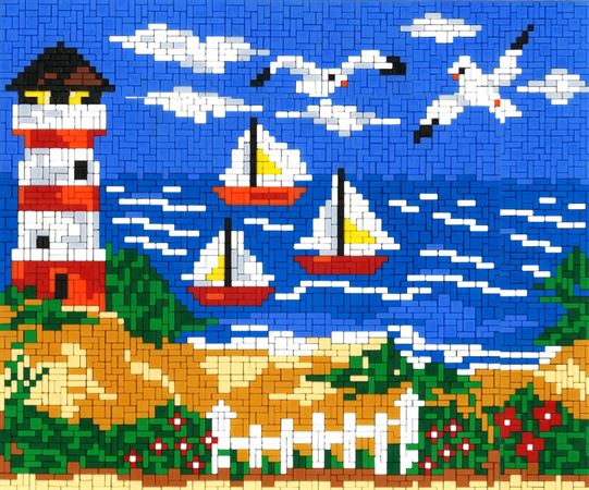 Stickit-Pixel Leuchtturm am Strand