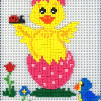 Stickit-Pixel Osterküken mit Junikäfer