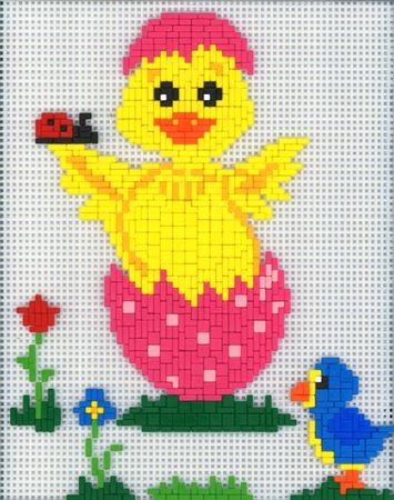 Stickit-Pixel Osterküken mit Junikäfer