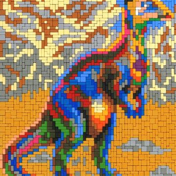 Stickit-Pixel Parasaurolophus mit Landschaft